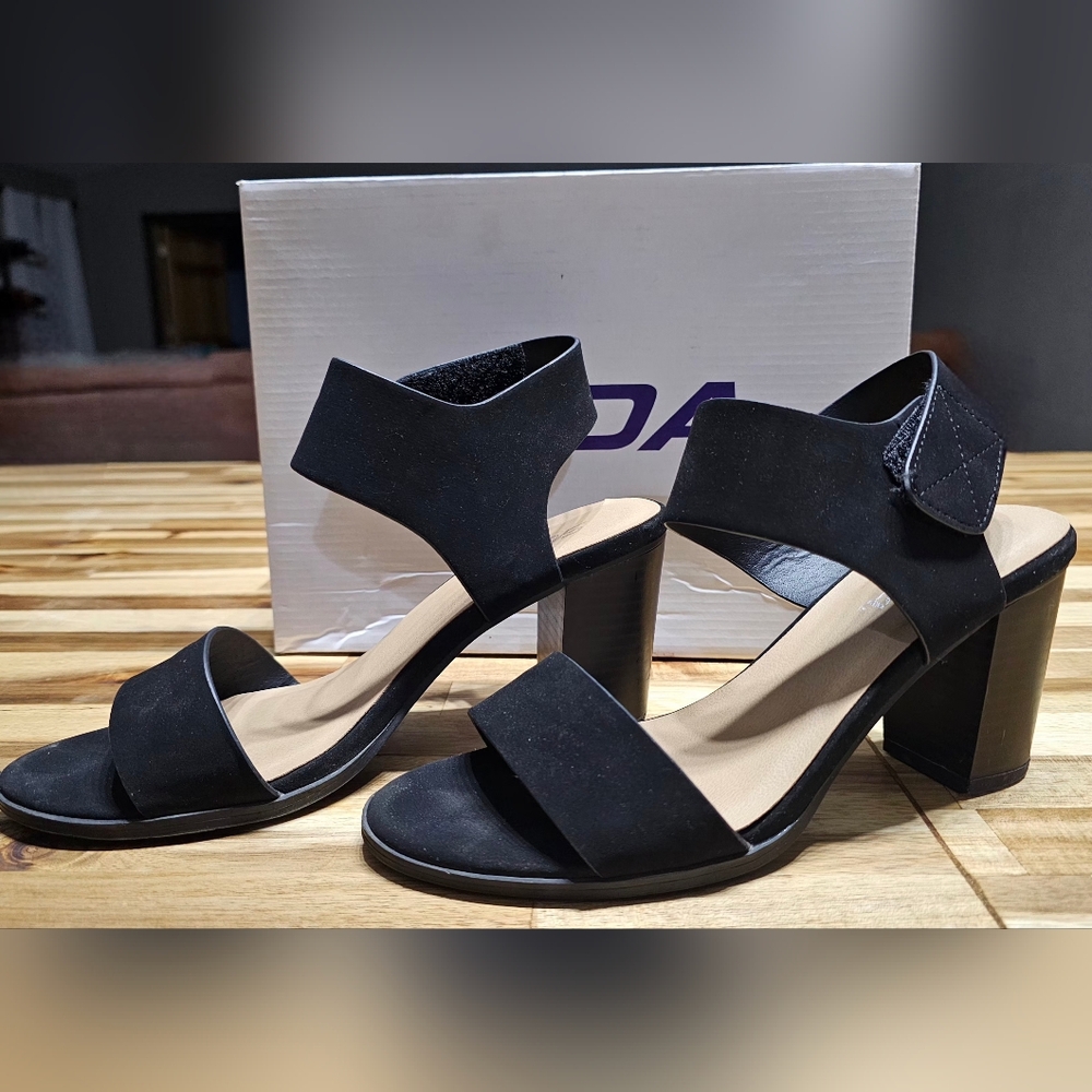 Soda Black Block Heel Open-Toe Sandals